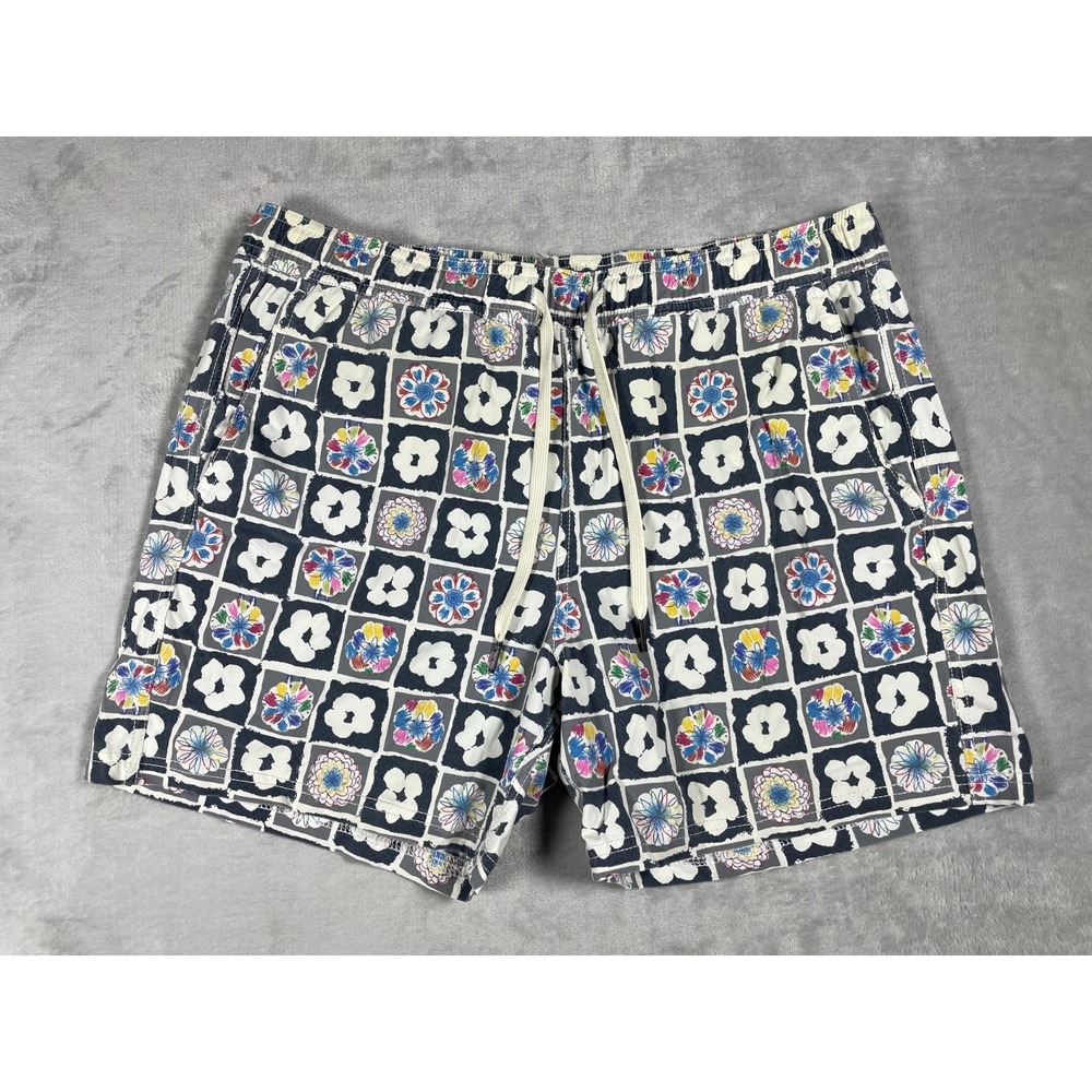 Fair Harbor Swim Trunks Men M Floral Print Board Shorts Lined Drawstring